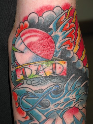Tattoos - Lettering tattoos - dad and a bobber